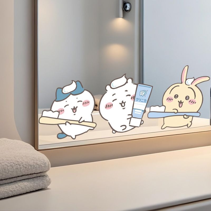 Home Goods Bathroom Accessories - Adesivi per Specchio Chiikawa, Forte Adesione,