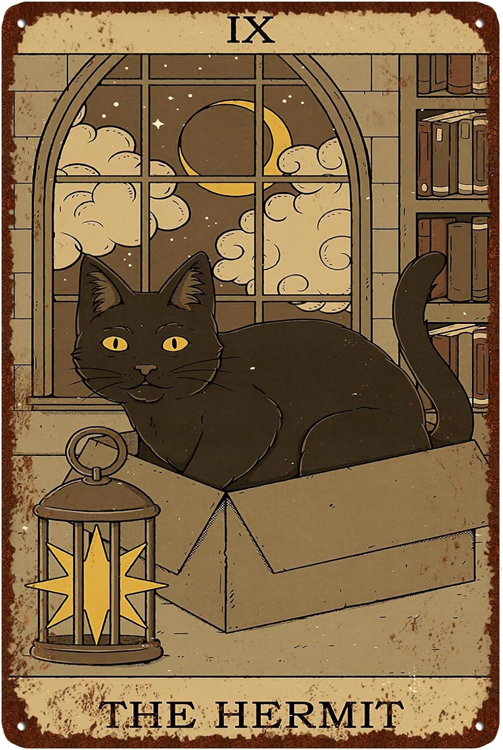 Home Bathroom Wall Decor - Insegna in latta vintage con gatto,